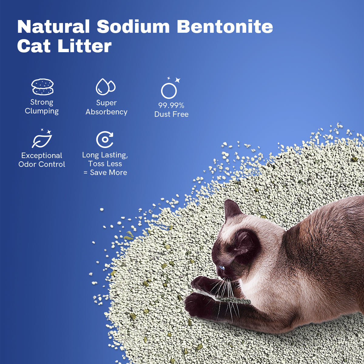 LALAHOME Litière pour chat premium en bentonite à base de sodium 3-en-1